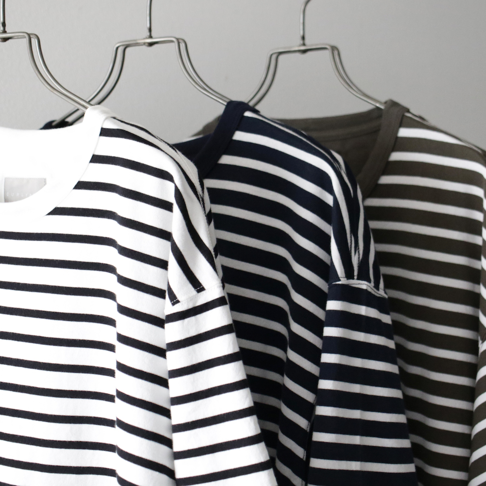 きるページ band collar stripe shirt | ARULLE